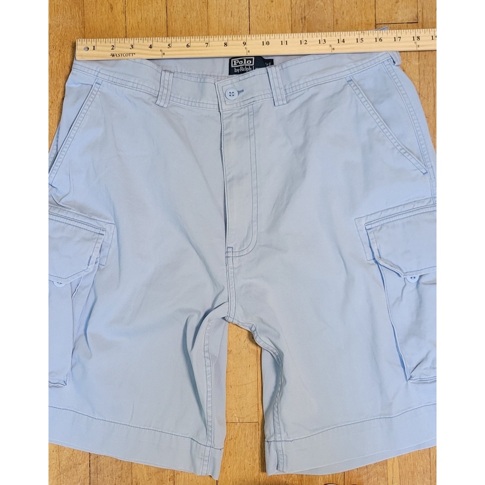 Polo Ralph Lauren Mens 35 Vintage Y2K Cargo Shorts 100% Cotton Light Blue - Picture 4 of 9